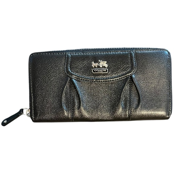 Coach Black Leather Zip Wallet - Picture 1 of 5